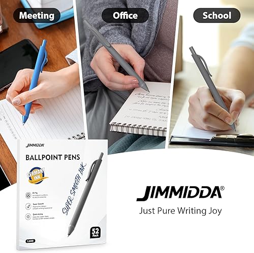 Miniatura 7 de Bolígrafos a granel, paquete de 52 bolígrafos de tinta negra y azul, punta media de 0.039 pulgadas retráctil para escritura suave, secado rápido,