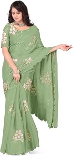 Elegant purple Embroidered Saree with Floral Detailing