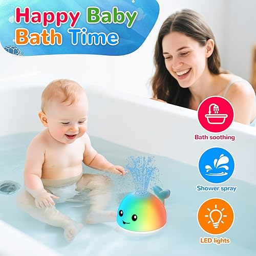 Miniatura 3 de Juguetes de baño para bebés, juguete de baño de ballena iluminada para bebés de 6 a 12 a 18 meses, juguetes de baño para niños de 1 a 3 años,
