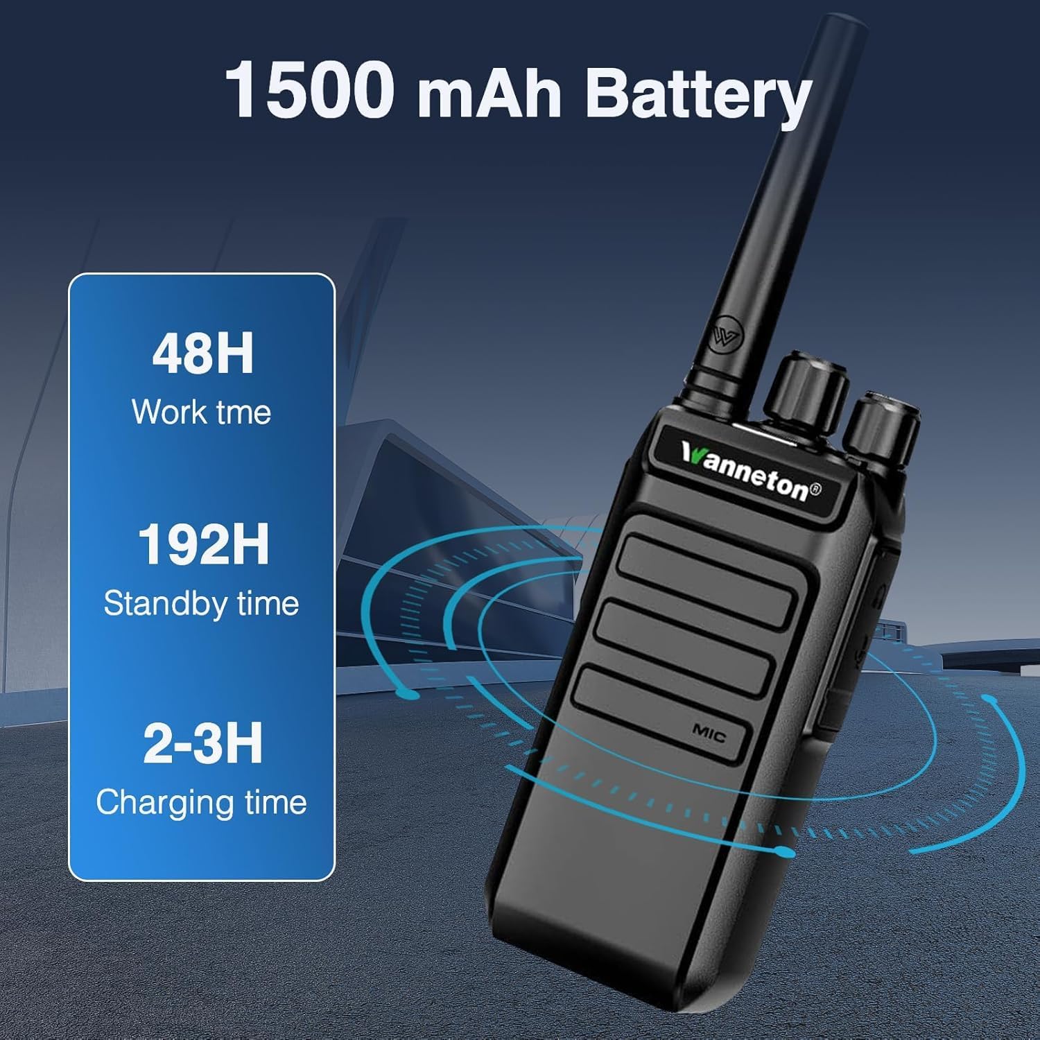 2 Pack Waterproof Rechargeable Walkie Talkies Long Range Handheld Radios with Wireless Frequency Copy, Compatible with Most Brands for Seamless Workplace Communication