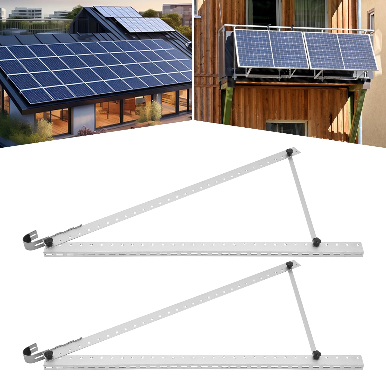 Supporto per pannello solare, 2 pezzi, 0-90°, universale, per pannelli solari, staffe di montaggio rimovibili, set di fissaggio per pannello solare