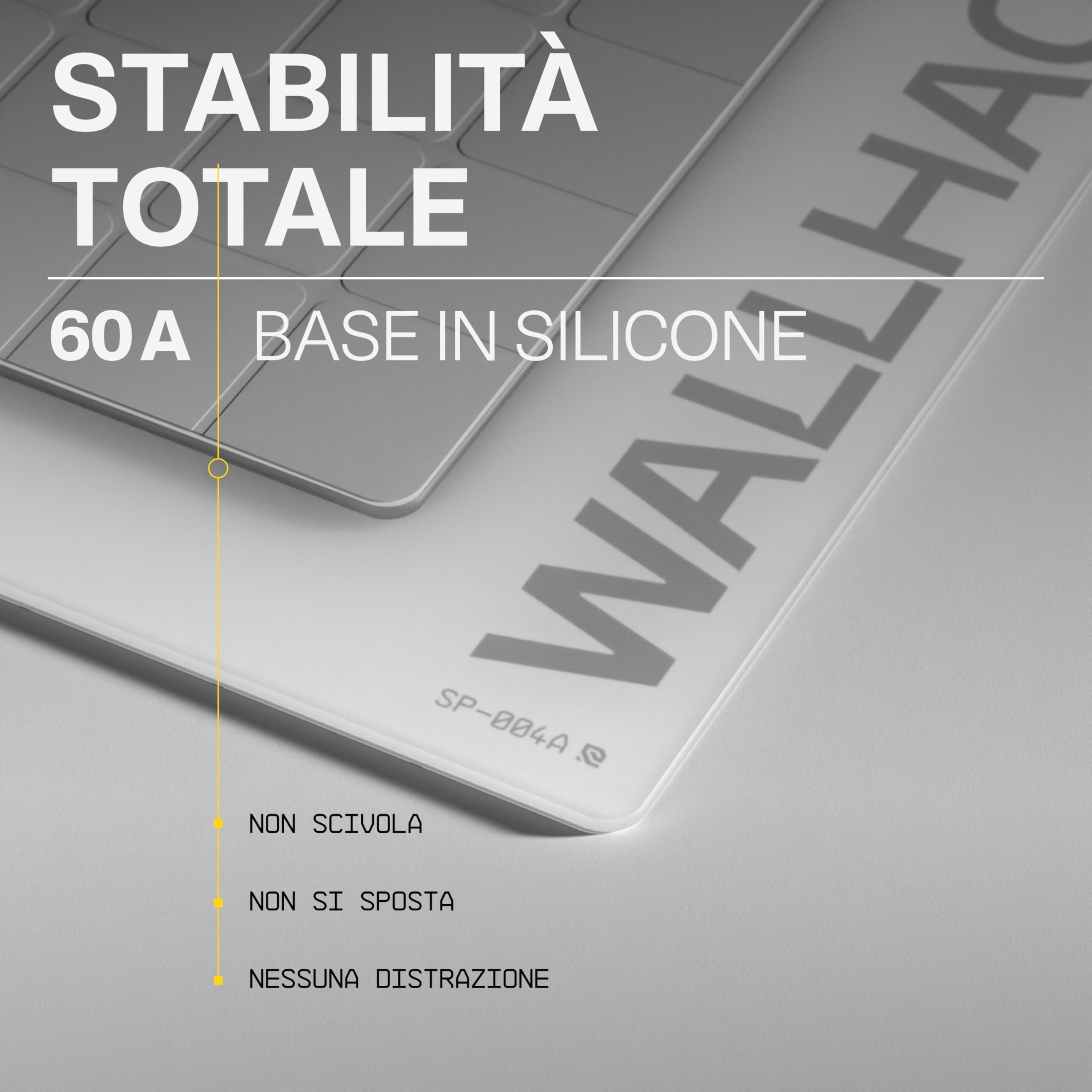 Wallhack SP-004A Mousepad da gaming in vetro – Superficie micro-incisa di 4ª generazione, scorrimento ultra-rapido con potere di arresto, vetro temperato, resistente e portatile, 390×450 mm | Bianco