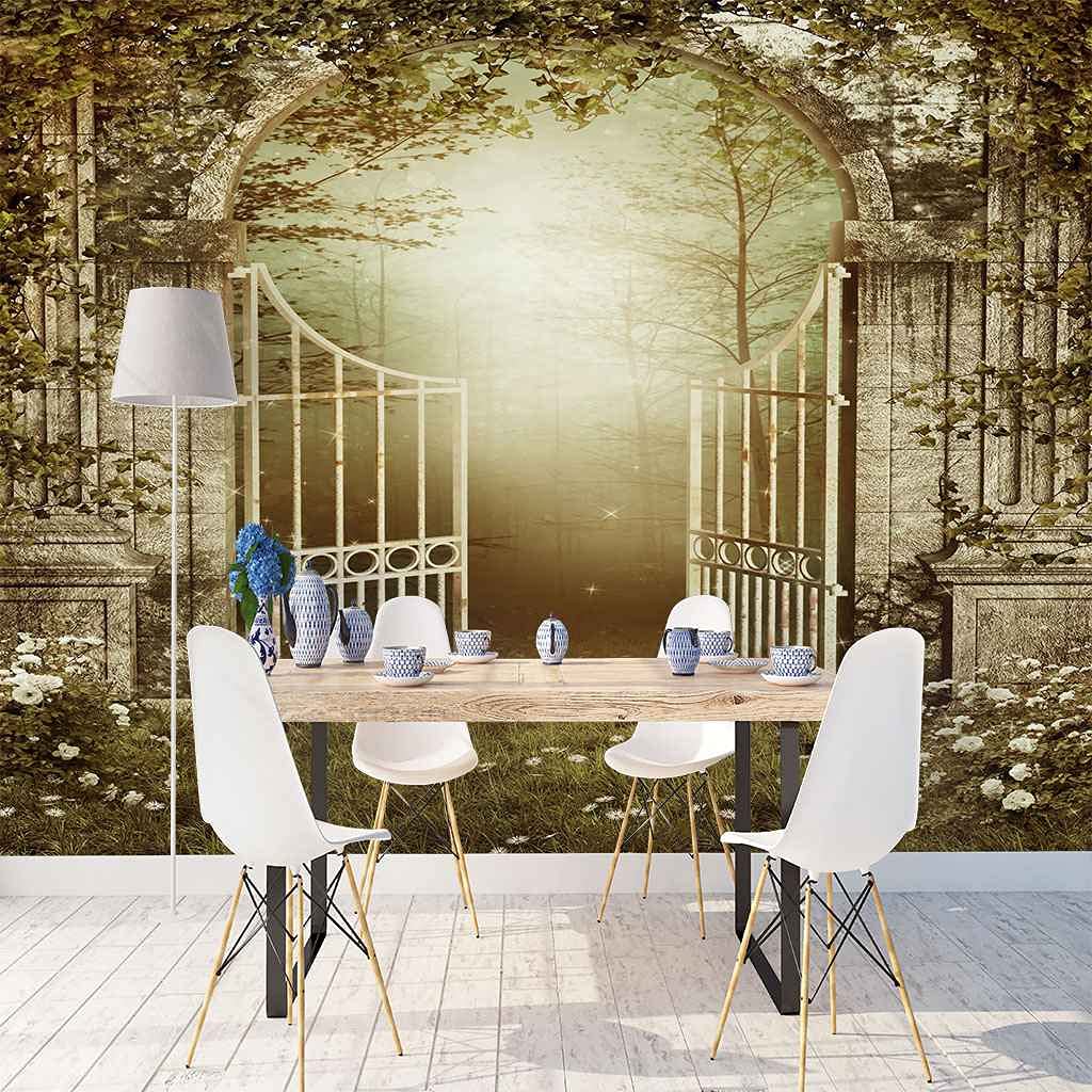 Toile Murale Panoramique 3D Haute Définition - Revêtement Décoratif Premium Motif Jardin