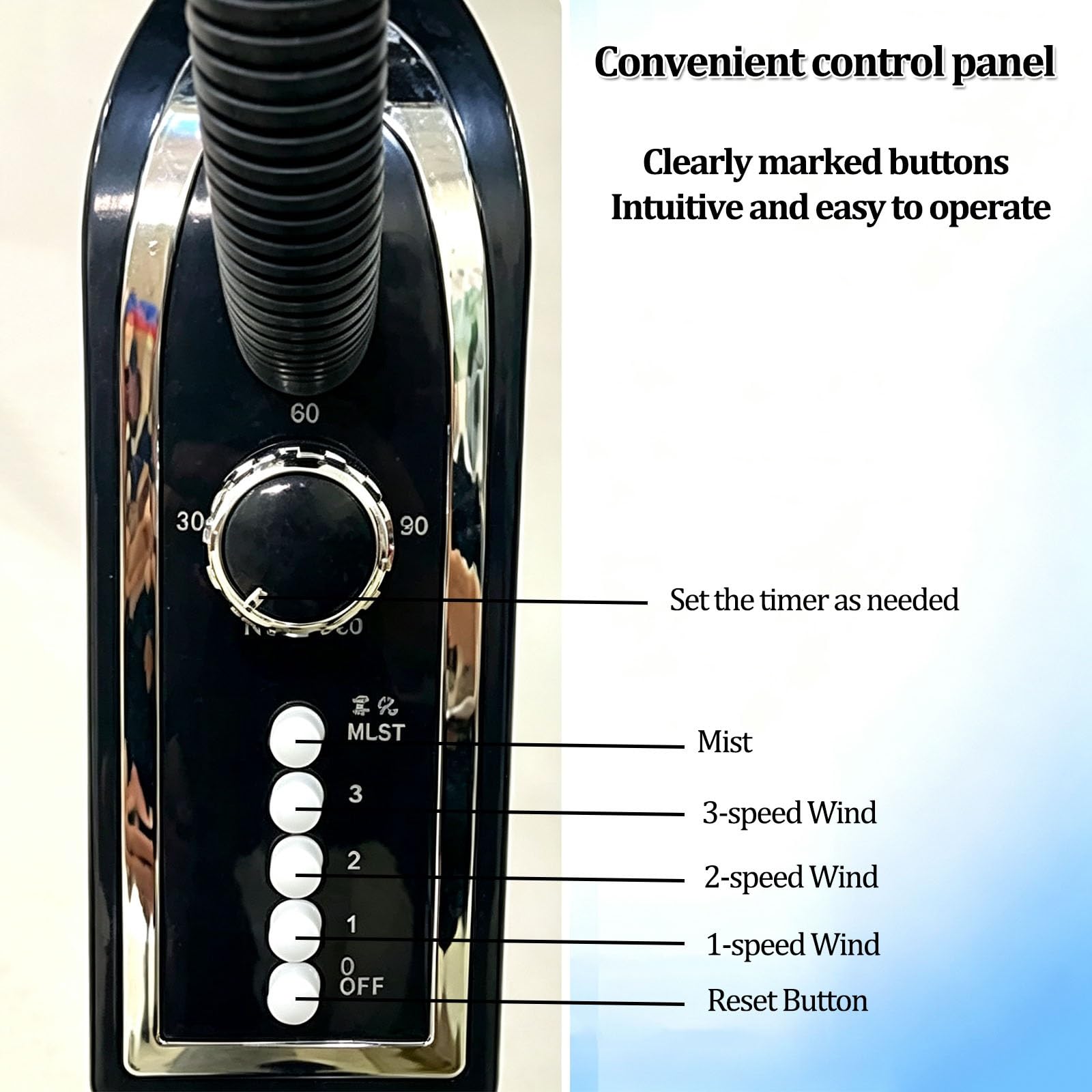 Ventilatore a piantana oscillante con nebulizzatore per esterni | Timer da 60 minuti, ventilatore da 16 pollici con serbatoio d'acqua da 4 litri per uso domestico e commerciale(A)