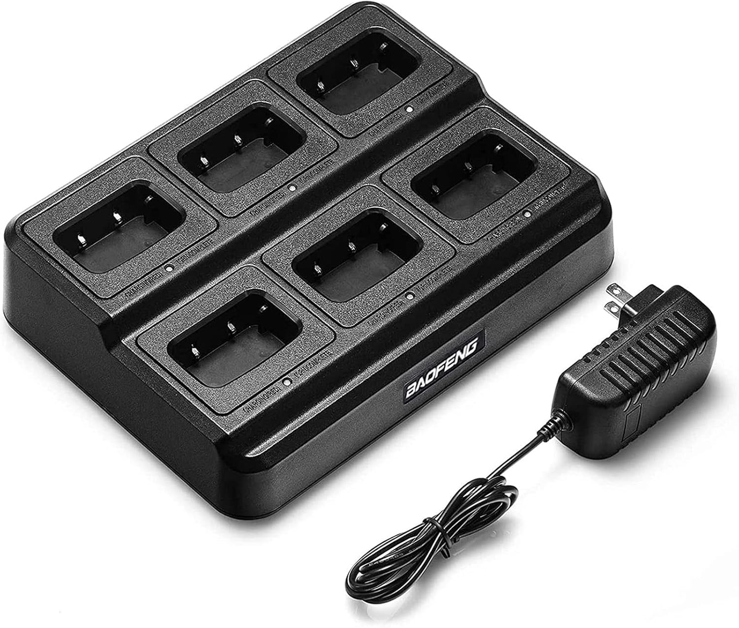 BAOFENG BF-888S Plus Walkie Talkie with Wireless Copy Frequency, with 6-Way Charger,1500mAh 16 Channel Type C Charging,Long Range Two Way Radios,for Team Business Hunting(Black,12PCS)