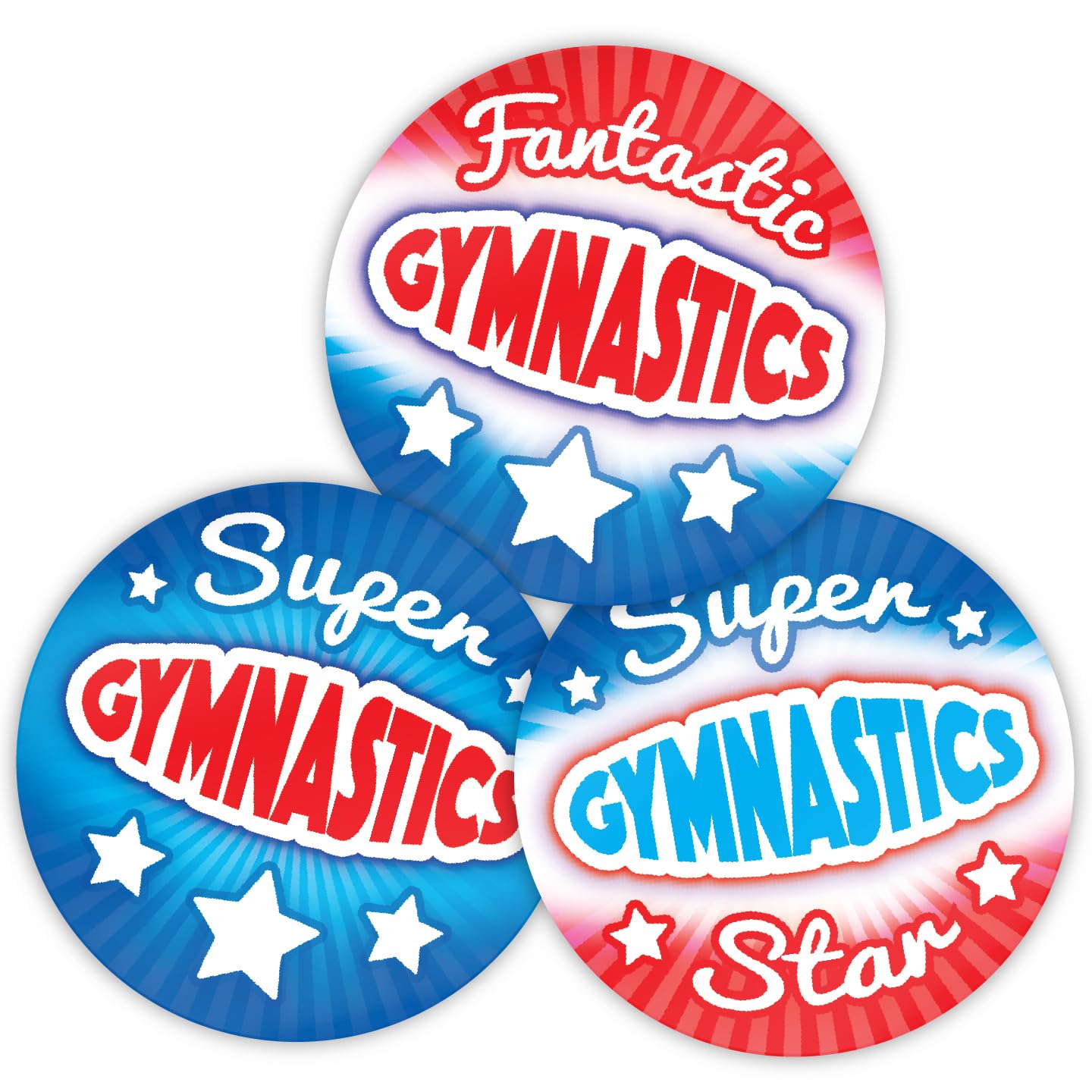 Stone Melon Red, White & Blue Reward Stickers 144 Gymnastics Superstar Stickers 30Mm Round Awards Nursery School Teachers Parents Children Kids