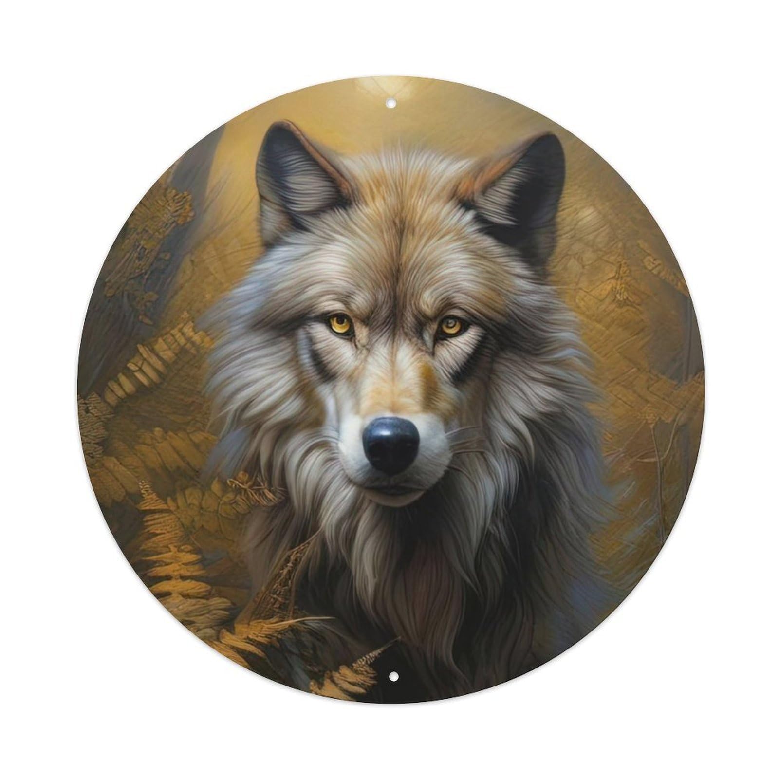 Animal The Wolf with Yellow Eyes Metal Tin Sign