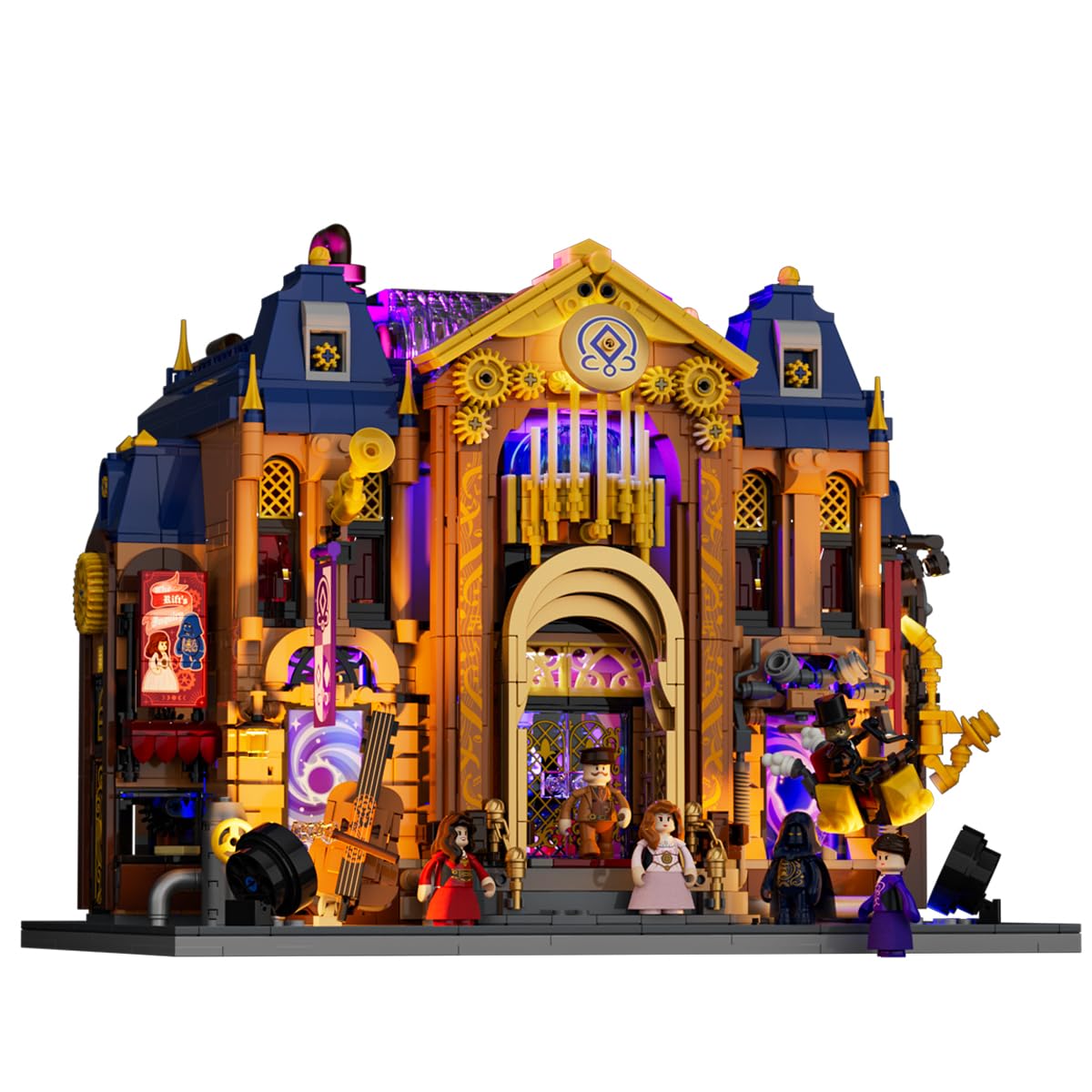 Lumibricks Steampunk Zeit-Opernhaus LED Klemmbausteine Set – 2810 Teile Viktorianisches Theater Modell mit 4 Lichtmodi, modulares Schnellbau-System, Sammler- und Display-Modell für Erwachsene