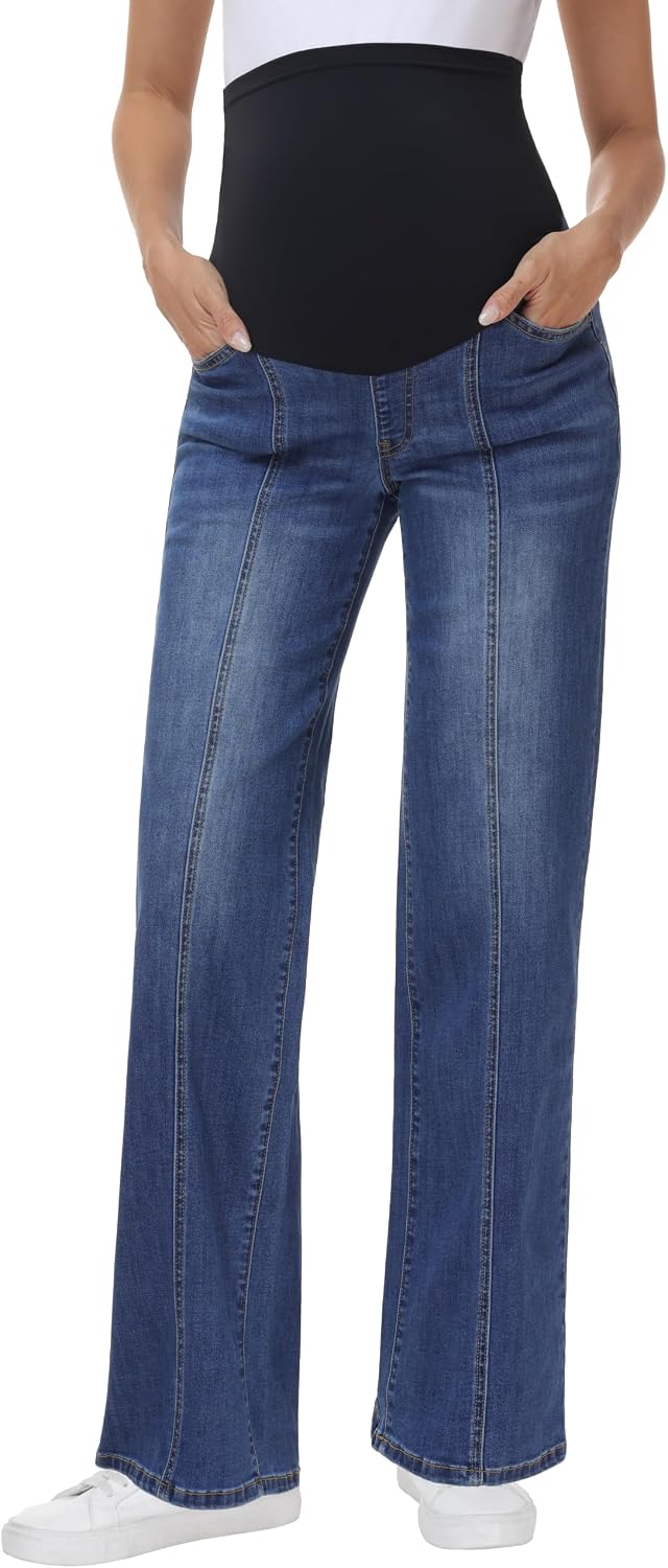 Women's Maternity Jeans Wide Leg Denim Pants