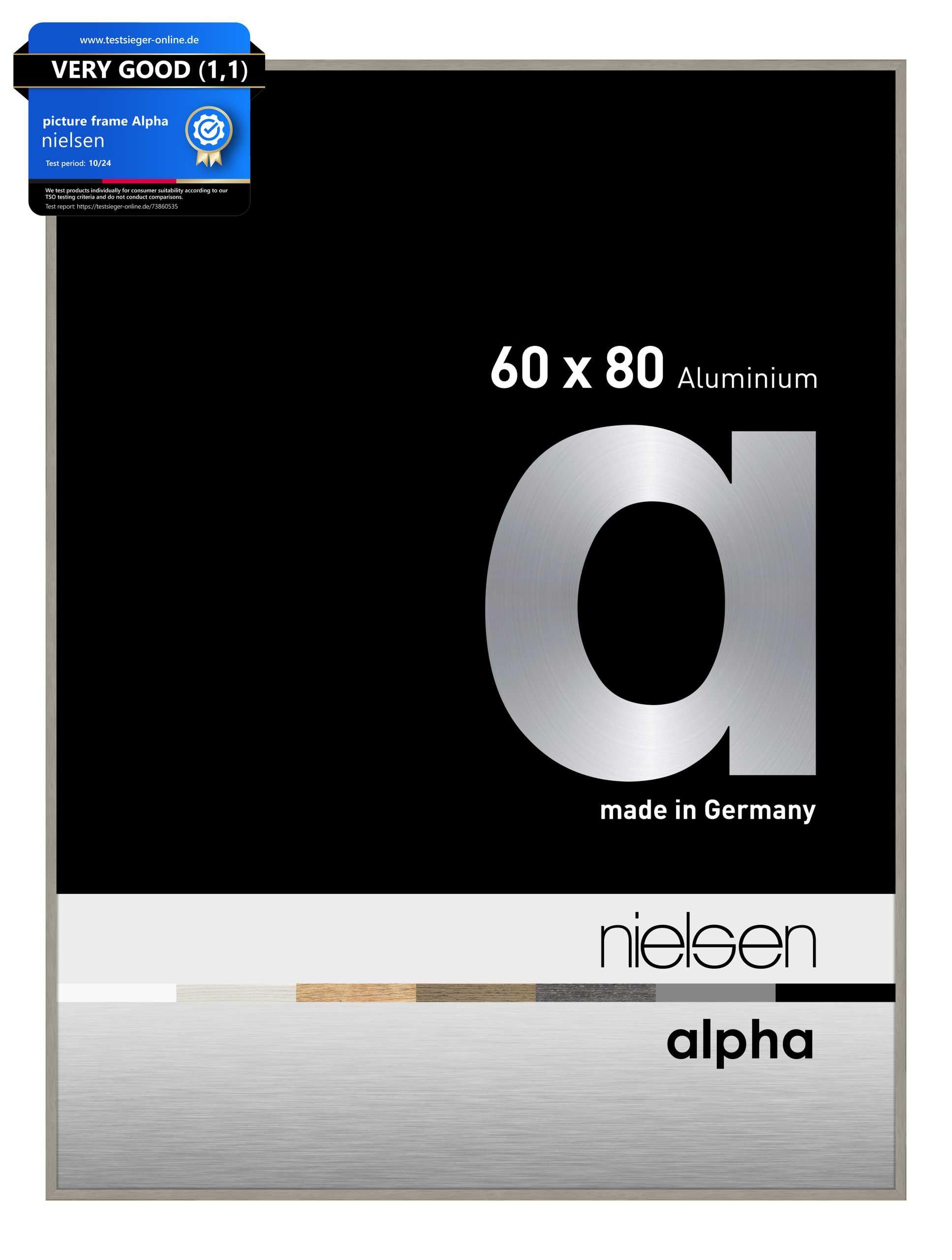 Nielsen  Alpha Aluminium Picture Frame With Glass Front - Light Grey - 60 x 80cm