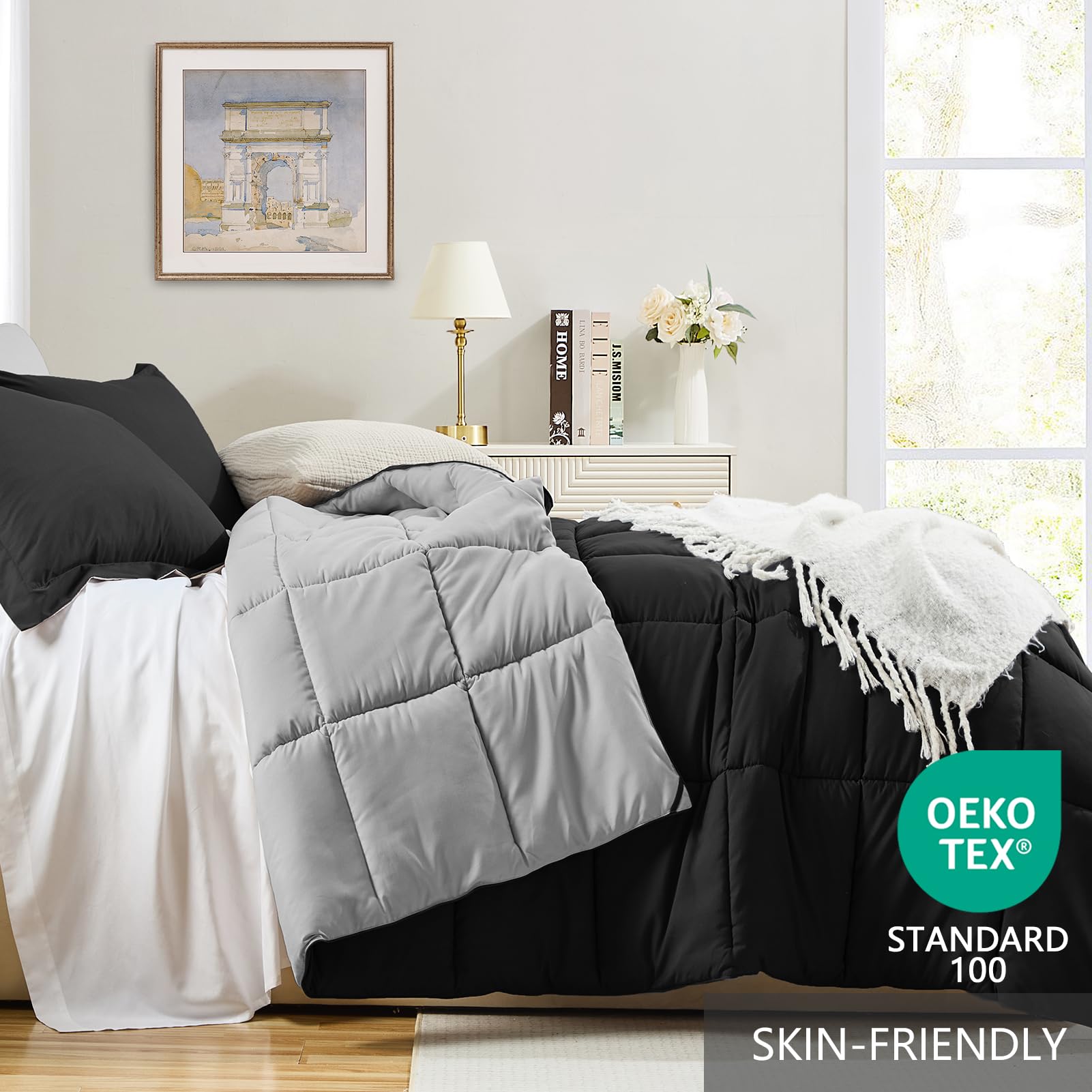 Amazon｜Homelike Moment キングサイズ 掛け布団セット ブラック