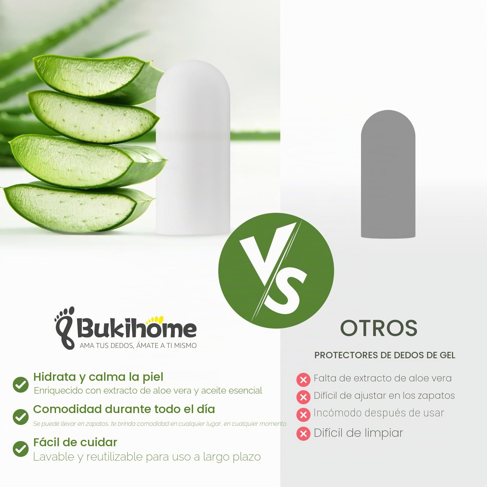 Bukihome Paquete de 12 protectores de gel con infusión de extracto de aloe vera, protectores de dedos grandes para callos, ampollas, uñas encarnadas, callos, cojines de dedos para aliviar el dolor…