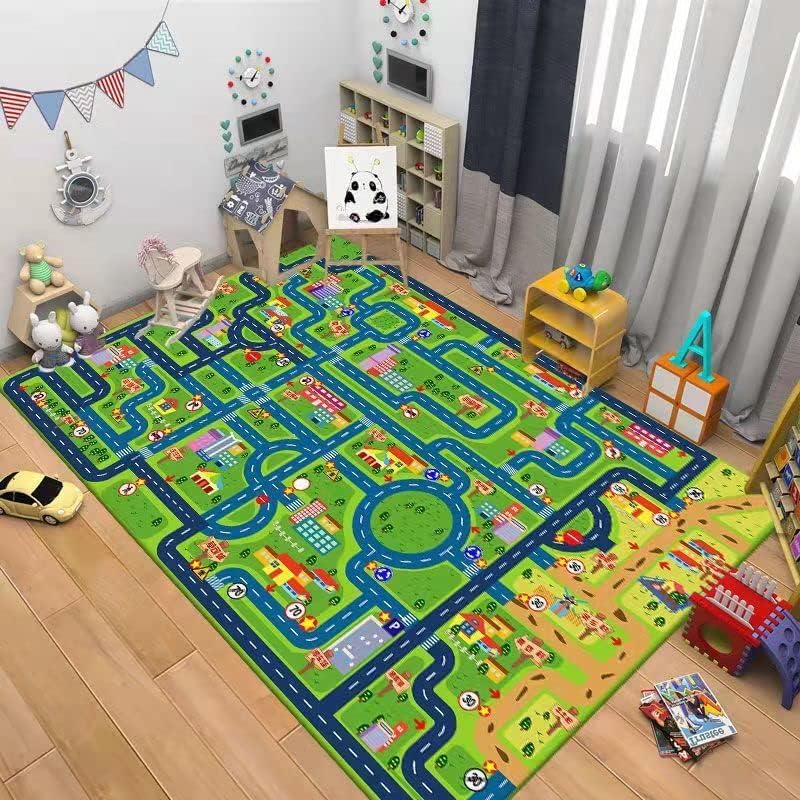 Kids Rug Play Mat, Car Play Carpet Mat, Town City Road Map Play Rug, Kids Carpet Playmat, Carpet Game Area Rug for Boys Children Toddler Bedroom Playroom, 31.5 x 47.2 Inch (80cm x 120cm)