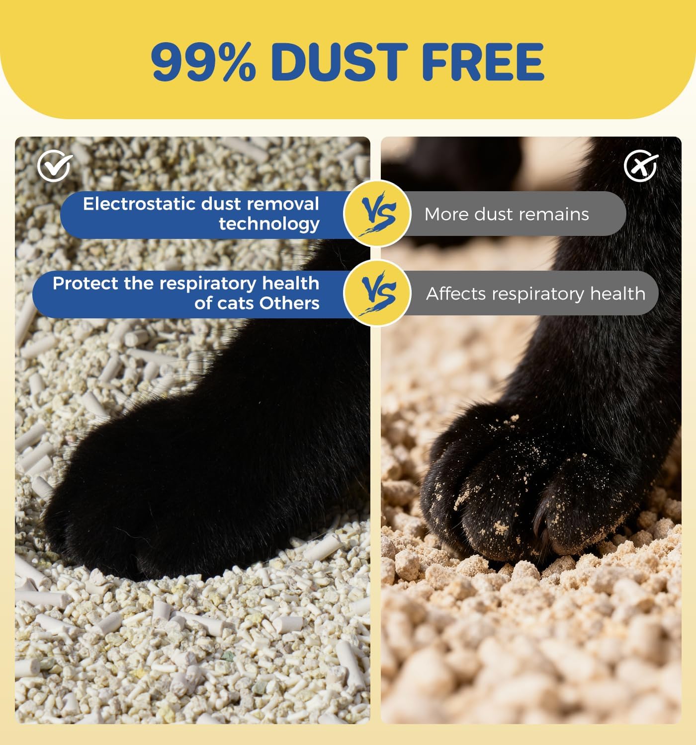 Cat Litter Clumping, 18lb Cassava Mixed Litter with Deodorizer Odor Control, Sodium-Based Litter Unscented, Low Tracking(18lb x 1 Pack)