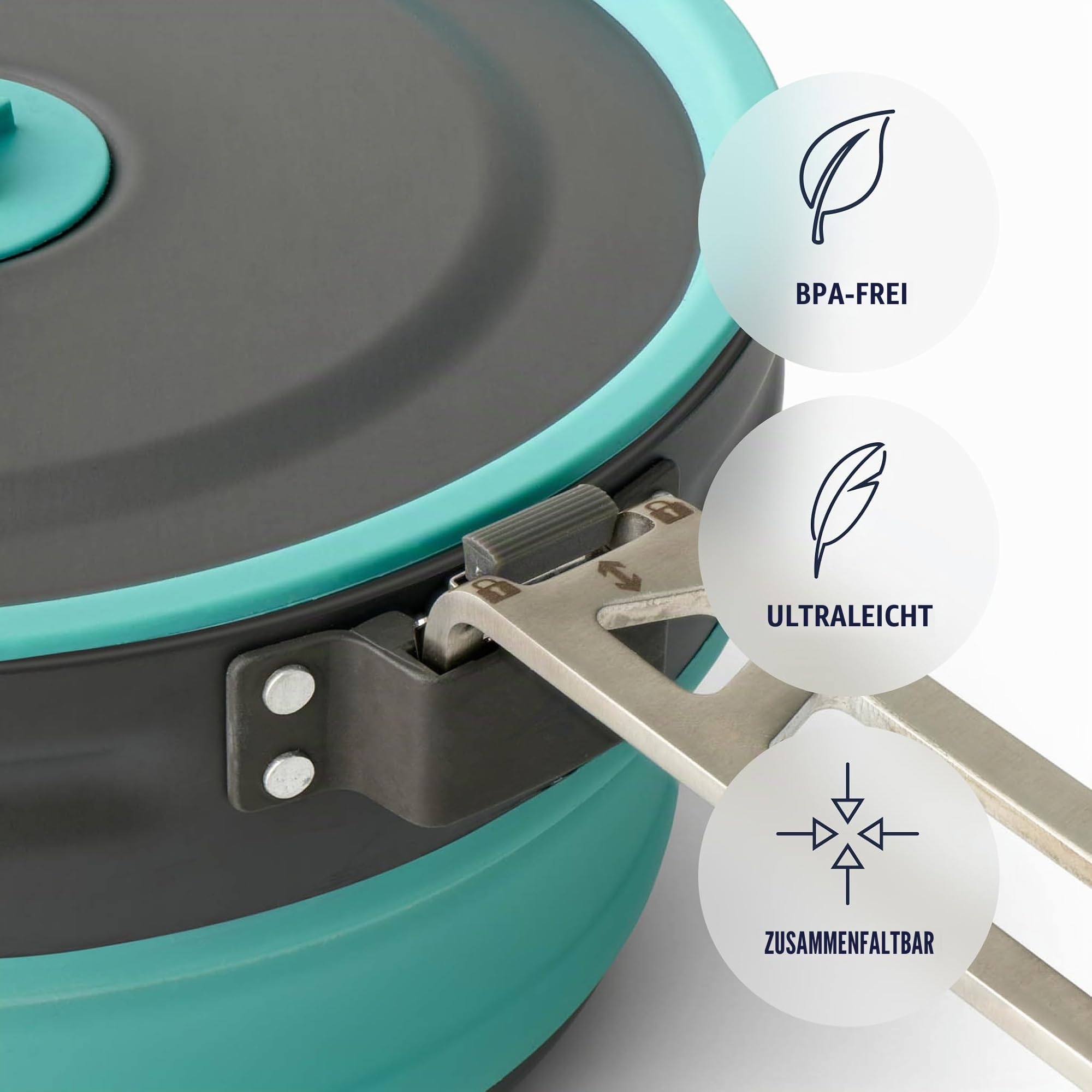 SEA TO SUMMIT - Frontier Pouring Pot 2,2L - Ultraleichter, zusammenfaltbarer Campingtopf - 1 bis 3 Personen - Antihaft-Topf + Deckel - Kompakt - Ohne BPA & PFA - aus Silikon & Alu - 297 g