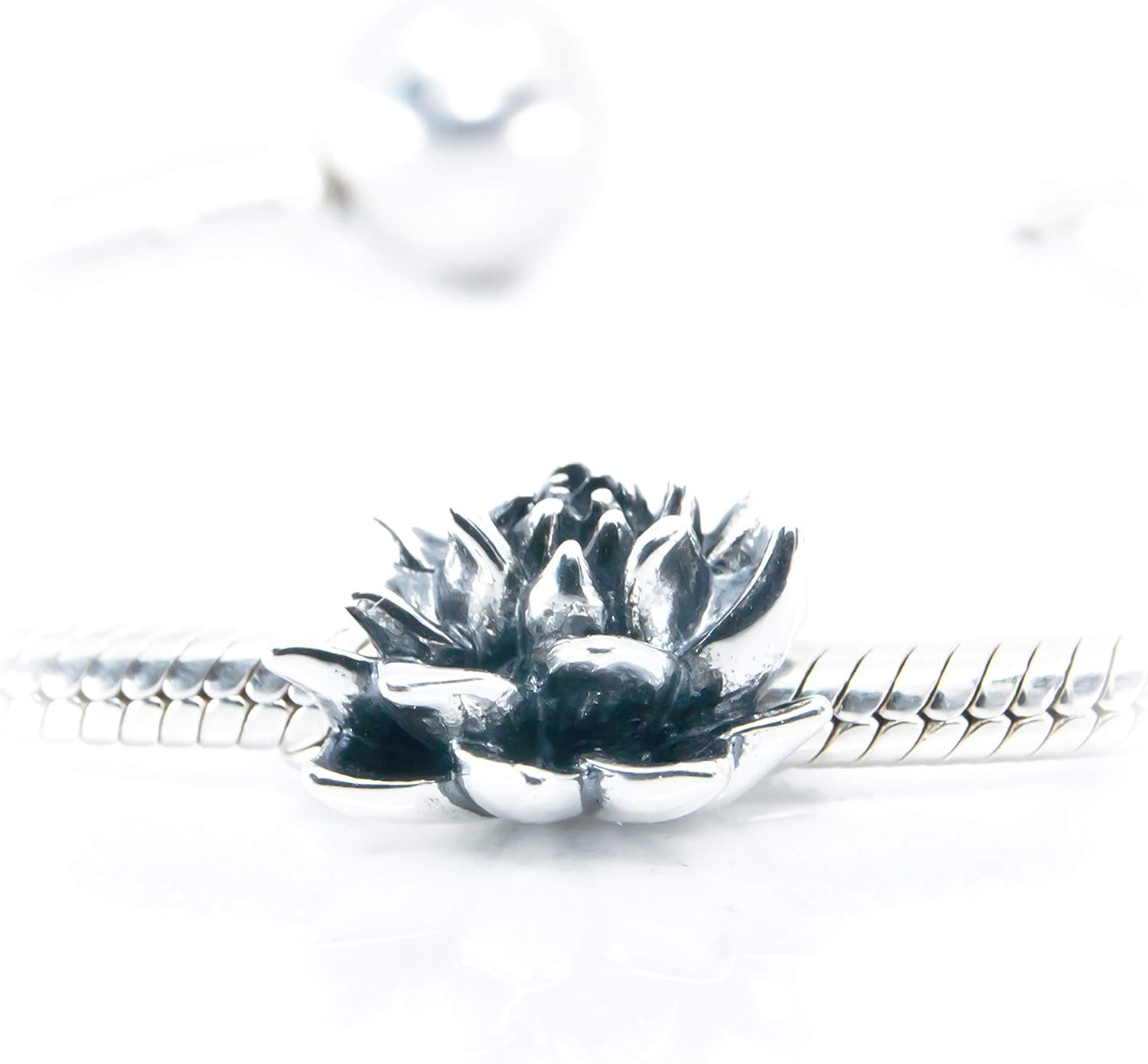 Sterling Silver Lotus Flower, Lotus Blossom Sterling Silver Charm Bead S925, Hawaiian tropical Lotus Flower Pendant, Spiritual Charm Yoga Buddhism, Water Lily Lilies Jewellery, Pandora compatible