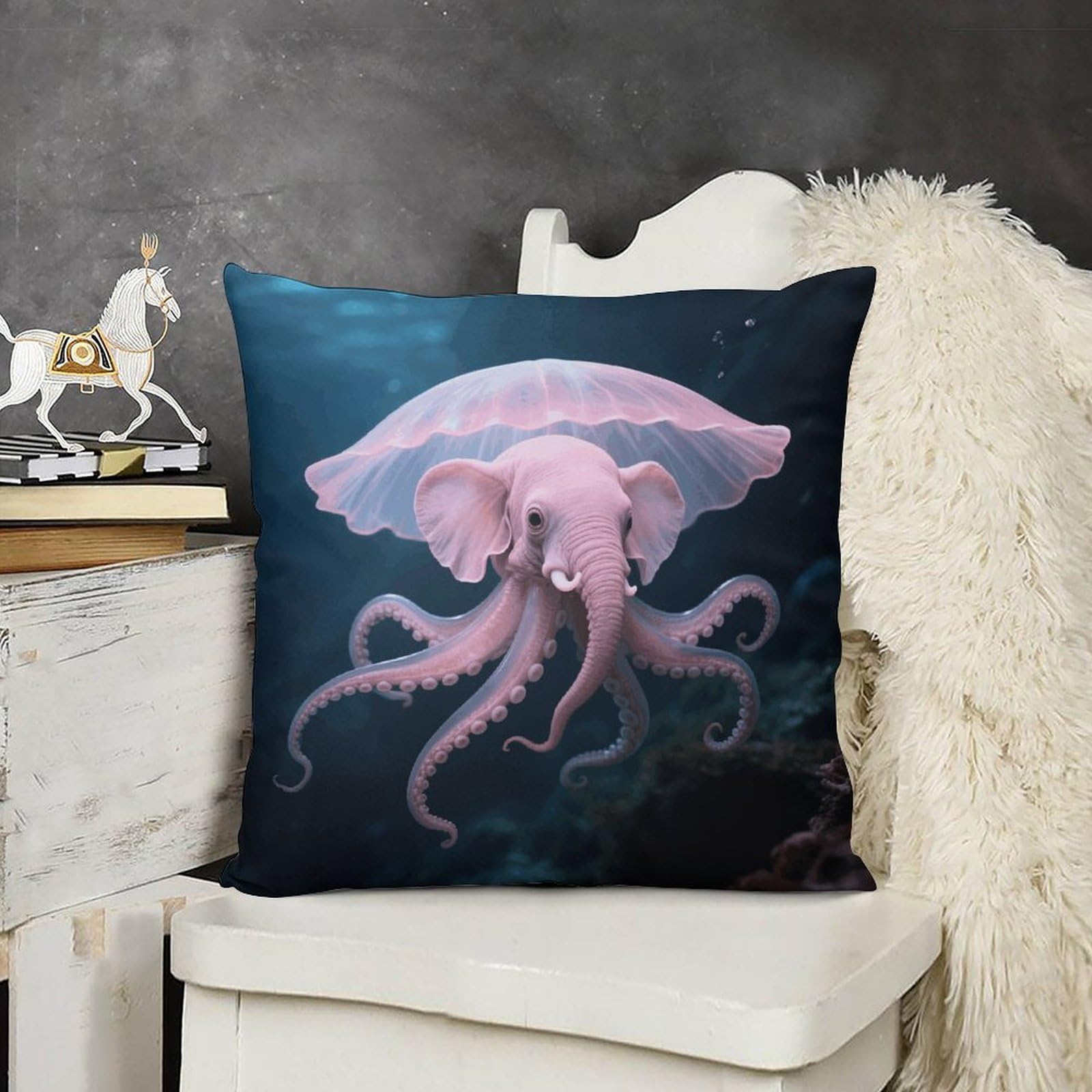 FodPand Boho Farmhouse Dumbo Octopus Pillow Covers with Hidden Zipper 26x26 Soft Plush Cushion Cover Decorative Throw Pillow Cases for Couch Bed Sofa Living Room Indoor Outdoor Home Decor