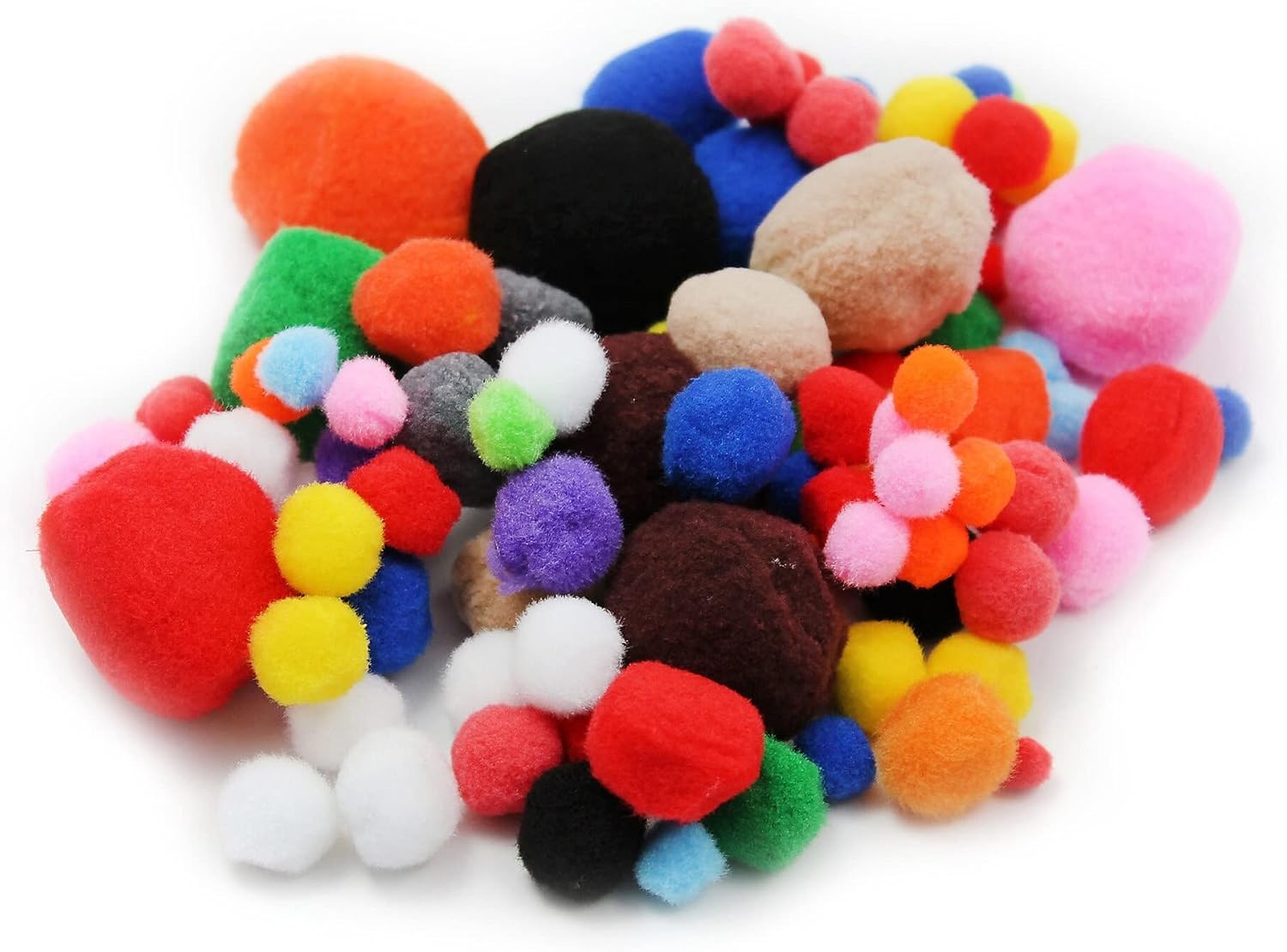 Creative Arts by Charles Leonard Pom-Poms, Assorted Sizes/Colors, 100/Bag (69310)