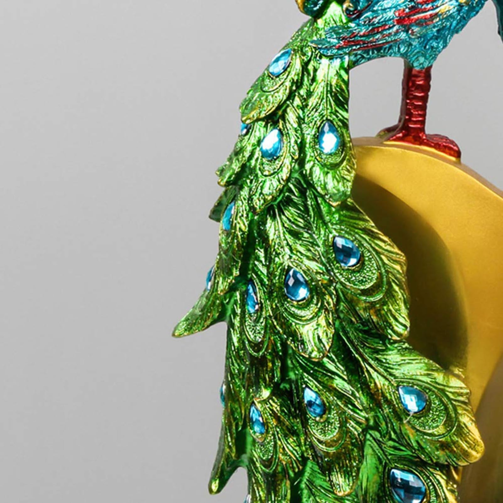 Artystyczna statuetka - 38 cm żywiczne statuetki pawia do wystroju wnętrz, rzeźby artystyczne stojące do domu, biura, dekoracji balkonu, prezenty ślubne na parapetówkę