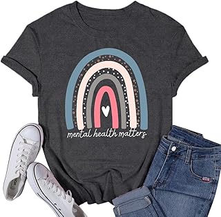 Mental Health Shirts for Women Therapist Psychologist Matters Tshirt Human Brain Illness Tee Tops