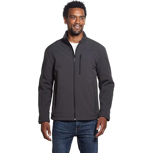 Weatherproof Midweight Soft Shell Jackets for Men - Men’s Water Resistant Windbreaker with Stand Collar (S-3XL)