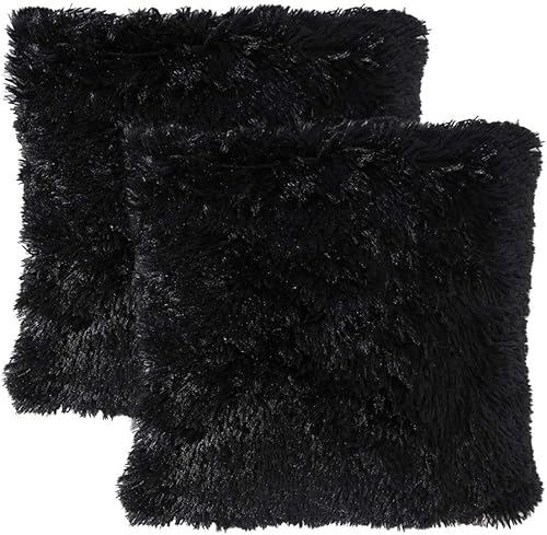 MIULEE - Juego de 2 fundas decorativas, lujosas y afelpadas de pelo sintético con estilo invernal para cojines de sofá, dormitorio y automóvil (18 x