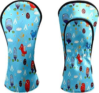 Premium Leather Golf Club Headcovers,Cartoon Bird Fits Driver Hybrid Fairway 3/5 Wood,with Scratch-Resistant Lining, Gift for Men and Women