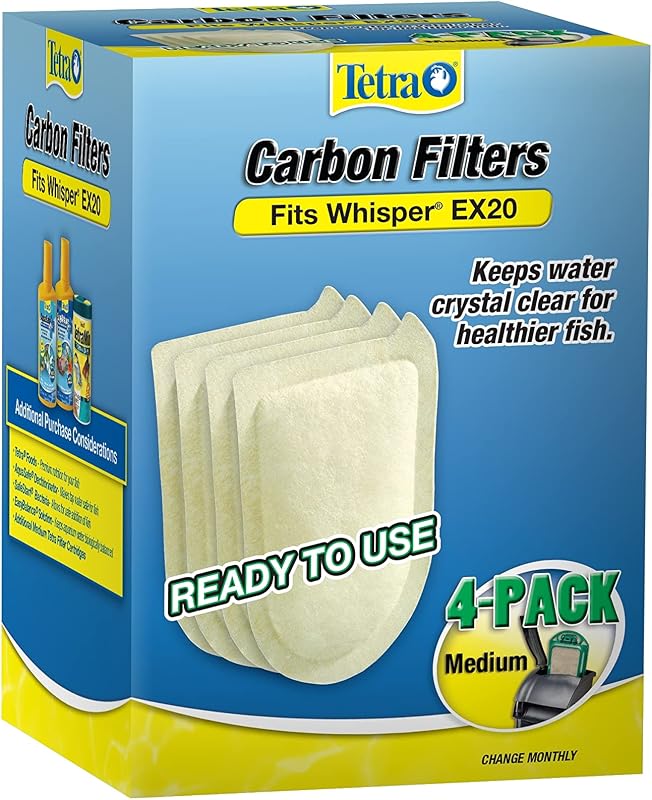 Refil de Carvão para Filtro de Aquário Tetra Whisper EX20, Formato Redondo, Pacote com 4