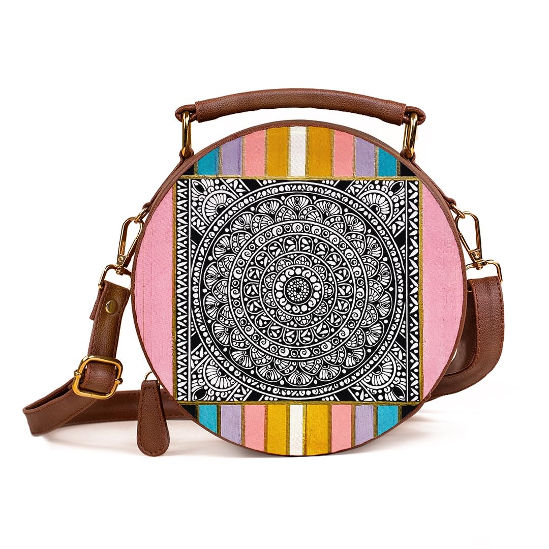 Kalankit Box Sling Bag for Women Girls| Side Sling Purse with Handle and Detachable Strap | Quirky Travel Crossbody Sling | Birthday Gifts Ideas for Teenager Girl |