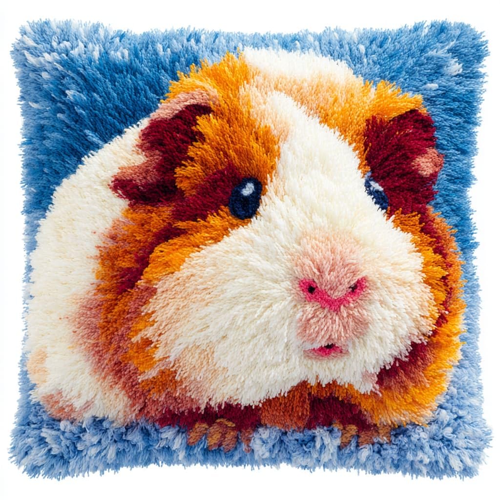 WallustrioaW Latch Hook Cushion Kits 17x17in,Animal Guinea Pig