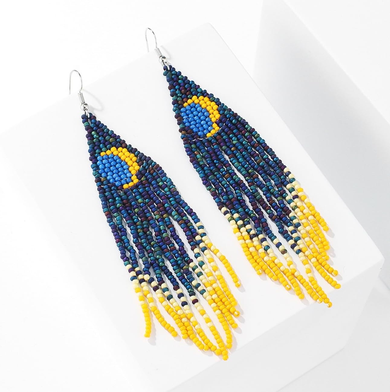 Handmade Seed Bead Tassel Earrings for Women — Long Boho Fringe Drop Earrings, Colorful Ethnic Beaded Statement Jewelry, Lightweight Festival Funky Accessories - Image 3