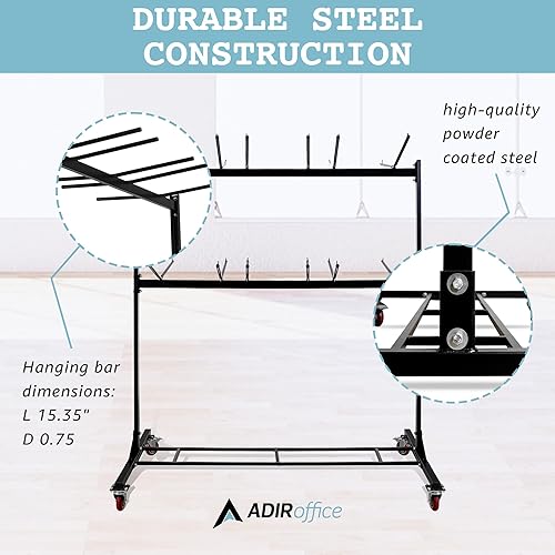Miniatura 4 de AdirOffice Carrito plegable para silla de dos niveles, asientos plegables colgantes con ruedas, camión de carrocería de acero con ruedas giratorias