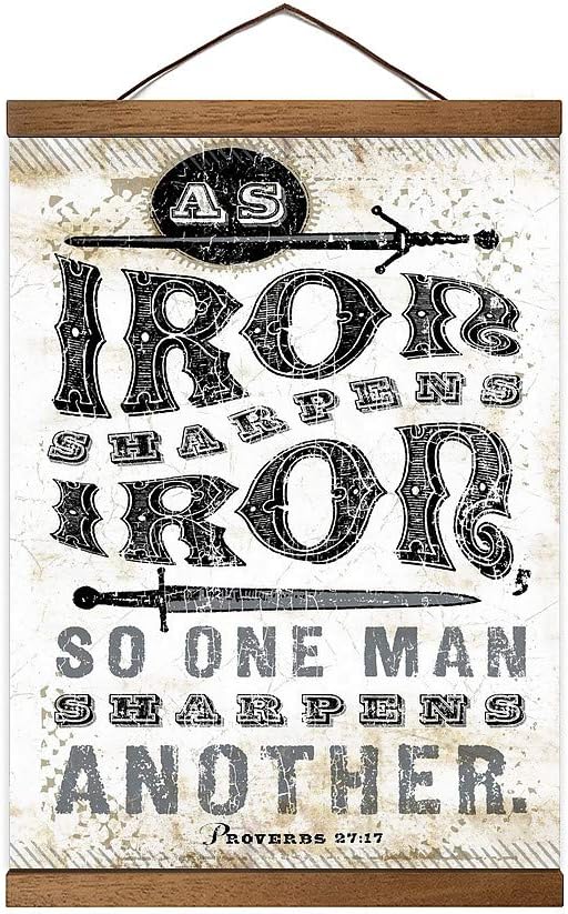 As Iron Sharpens Iron Hanging Poster Canvas Print Ready to Hang, Health and Wellness Wall Decor,