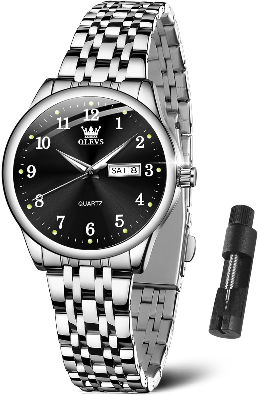Luxury Ladies Watches,Women's Watch with Day and Date,Female Watch for Small Wrist,Gold Stainless Steel Watches for Women,Easy Read Ladies Wrist Watches Waterproof（Adjustable Strap