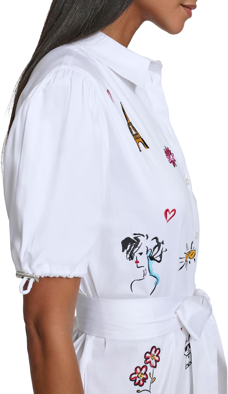 Karl Lagerfeld Womens Poplin Shirt Dress with Tie Waist - Image 6