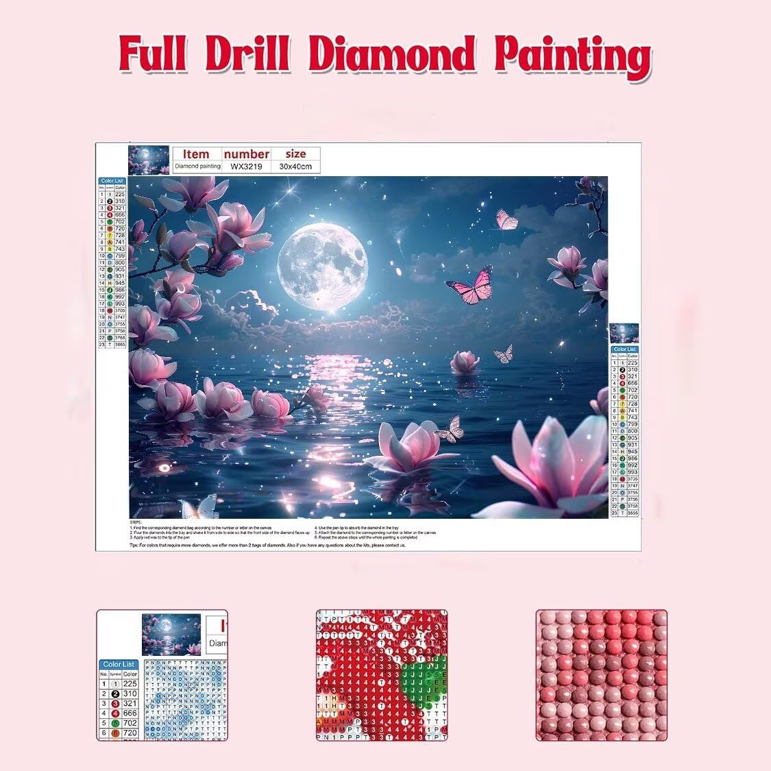 DIY Malarstwo diamentowe 5D, sztuka diamentowa, księżyc, magnolia, zestawy kwiatów dla dorosłych, sztuka ze strasu, płótno, haft, artykuły rzemieślnicze, dla dzieci i dorosłych, idealna dekoracja