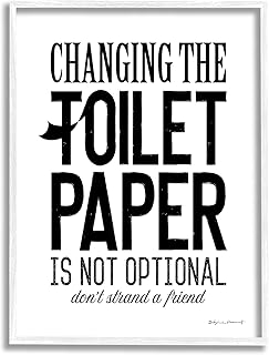 Stupell Industries Changing Toilet Paper Not Optional Funny Bathroom Phrase, Designed by Stephanie Workman Marrott White Framed Wall Art, 11 x 14, Black