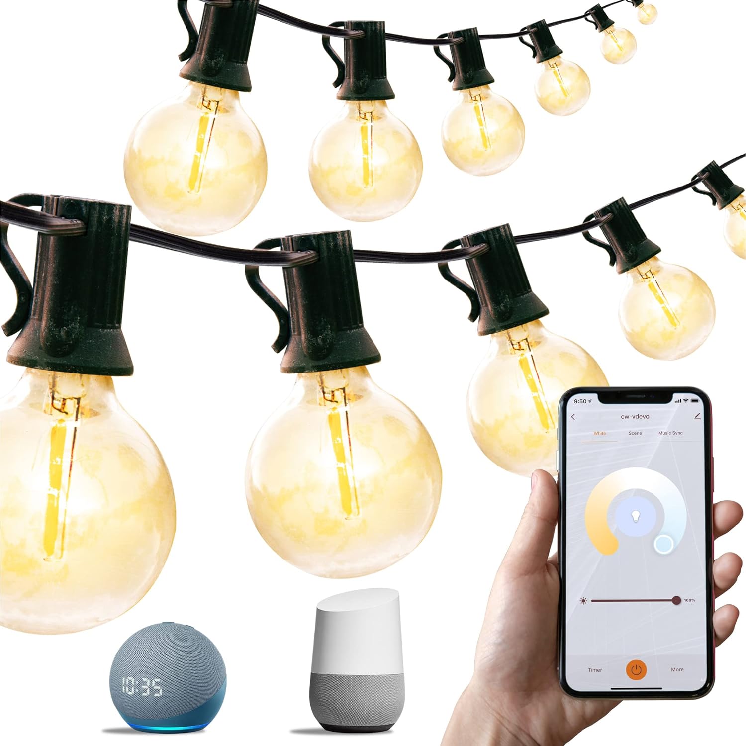 Newhouse Lighting 48ft. 25Socket Smart LED String Remote Controlled