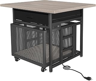 Mini Fridge Shelf with Storage and Wheels ,Mini Fridge Stand with Power Socket with Large Storage Drawer, for 220LBS Refrigerator,for Kitchen、Living Room、Dorm