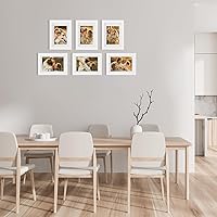 Vista 5 de Egofine - 6 Marcos de fotos de 5 x 7 pulgadas - Hechos de madera maciza cubiertos por plexiglás con paspartú para fotos de 4 x 6 y 3.5 x 5