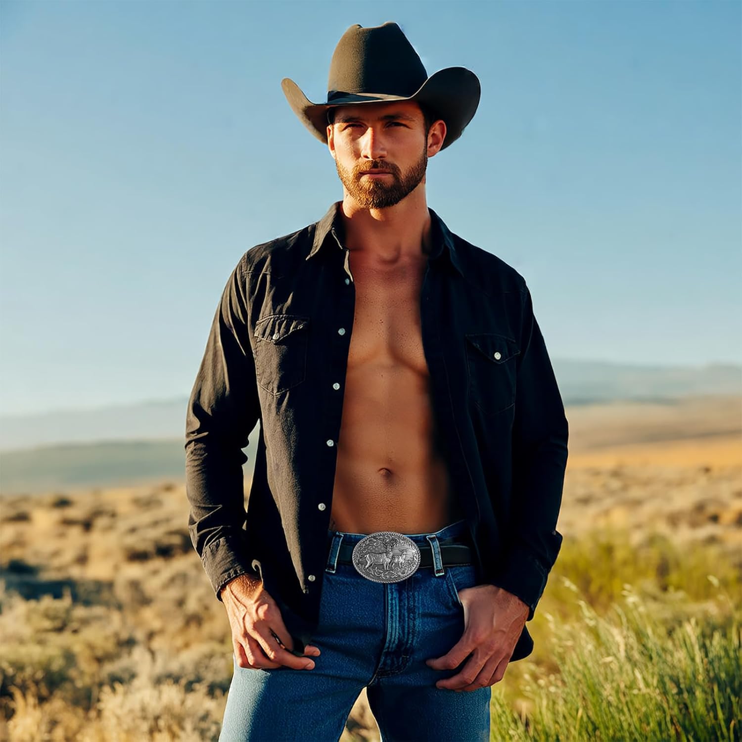 West style Cowboy Deer Belt Buckle for Men Western Cowgirl Rodeo Belt Buckles - Image 4