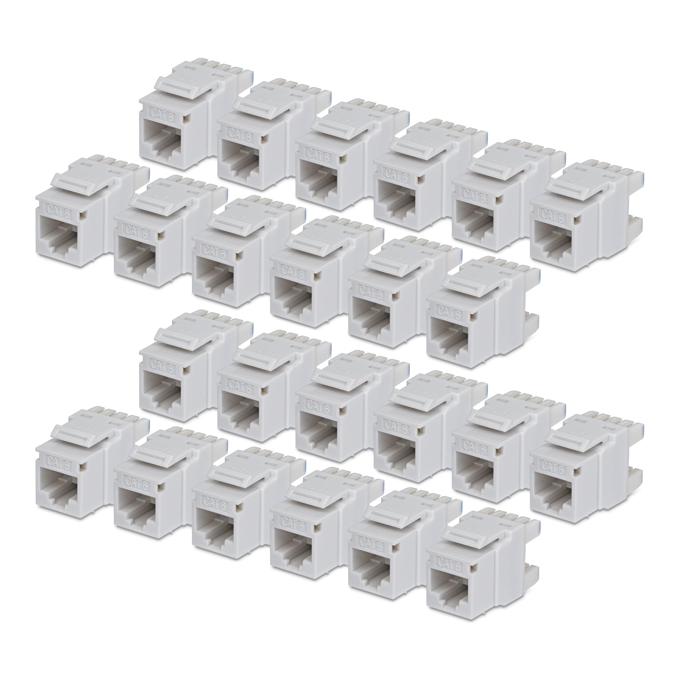 StarTech Cat6 Keystone Jack, 24-Pack RJ45 Ethernet Keystone Jacks, UTP Cat6 Wall Jack, 180-Degree 110 Punch Down, White