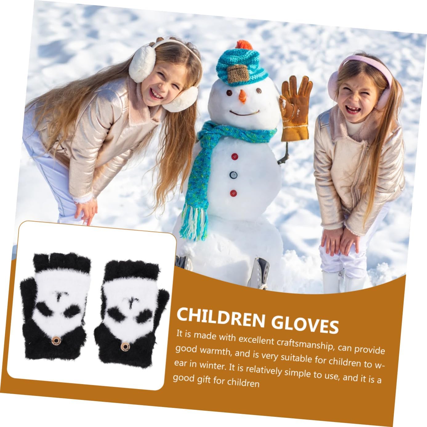 LIFKOME Boys Girls Winter Gloves Boys and Girls Fingerless Mittens Flip-top Cartoony Style Warm and Comfortable Gloves