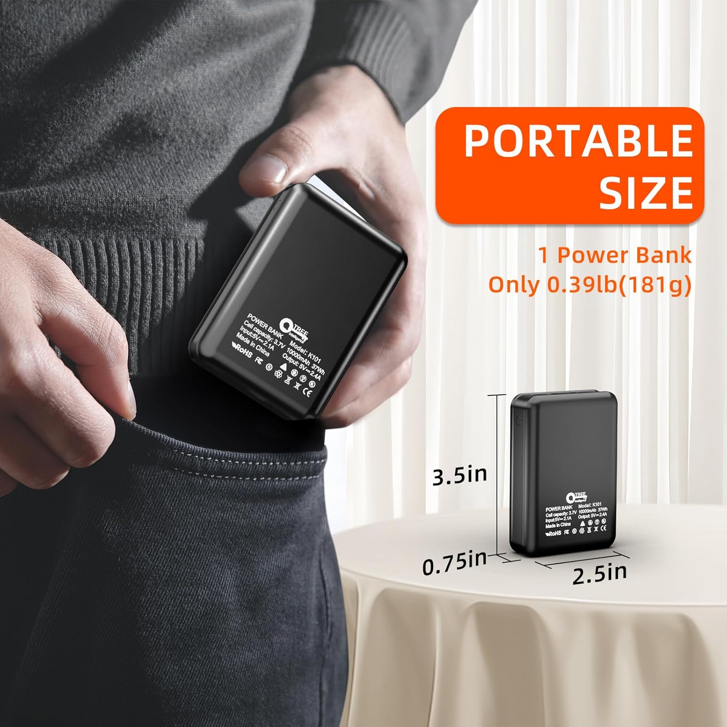 2 Pack 5V2.4A Power Bank for Heated Jacket Vest Underwear Pants, Portable 10000mAh Dual USB Output Ports Battery Pack for Smart Device - Image 7