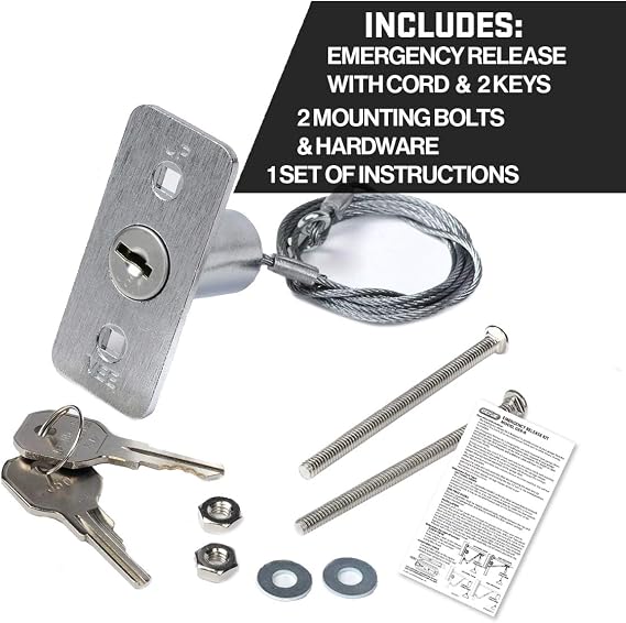 Genie GEN37374R Universal Garage Door Emergency Release Kit, one Size, Metallic