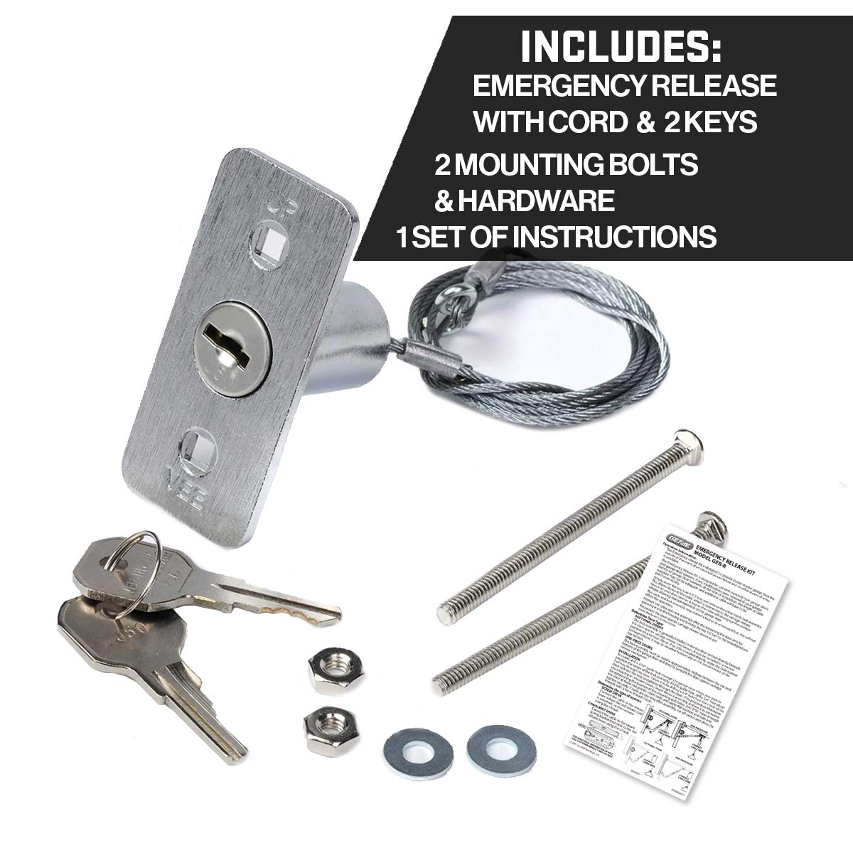 Genie GEN37374R Universal Garage Door Emergency Release Kit, One Size, Metallic - Image 2