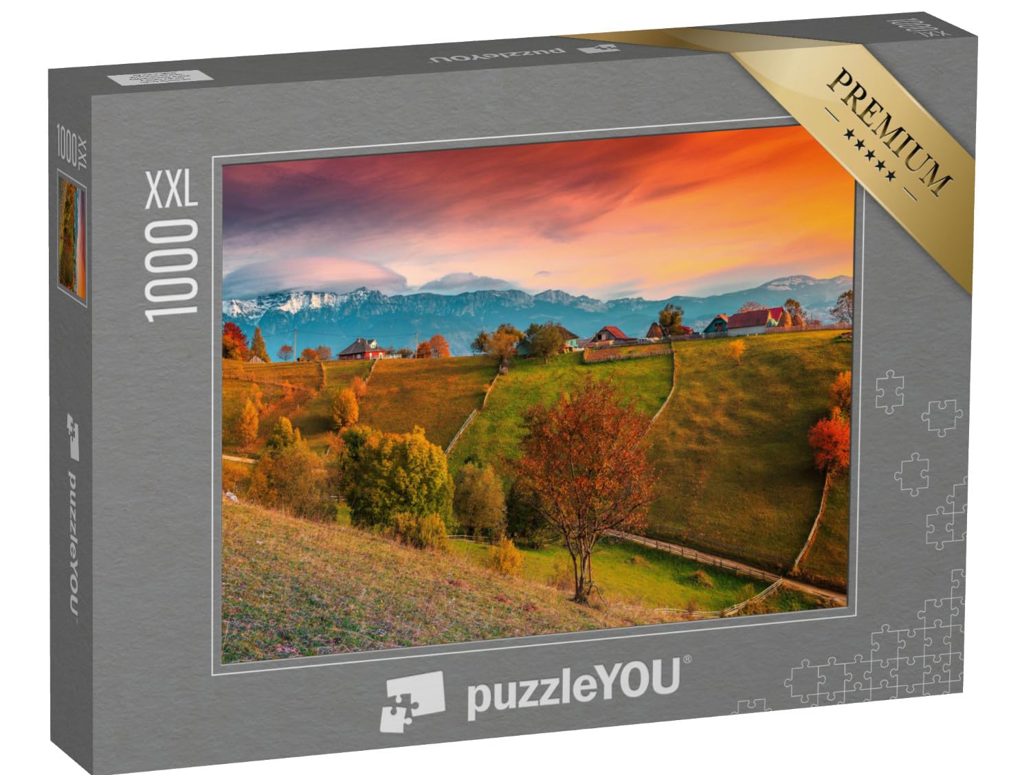 Puzzle 1000 pièces XXL « Paysage d'automne avec Montagnes, Magura, Transylvanie, Roumanie »