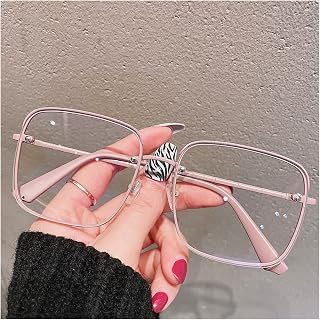 Reading Glasses, Vintage Chic Anti-Blue Light Reading Glasses for Women, Alloy Square Clear Computer Hyperopia Eyeglasses Female (Color : Black Clear, Size : +3.5) (Pink Clear 3.5)