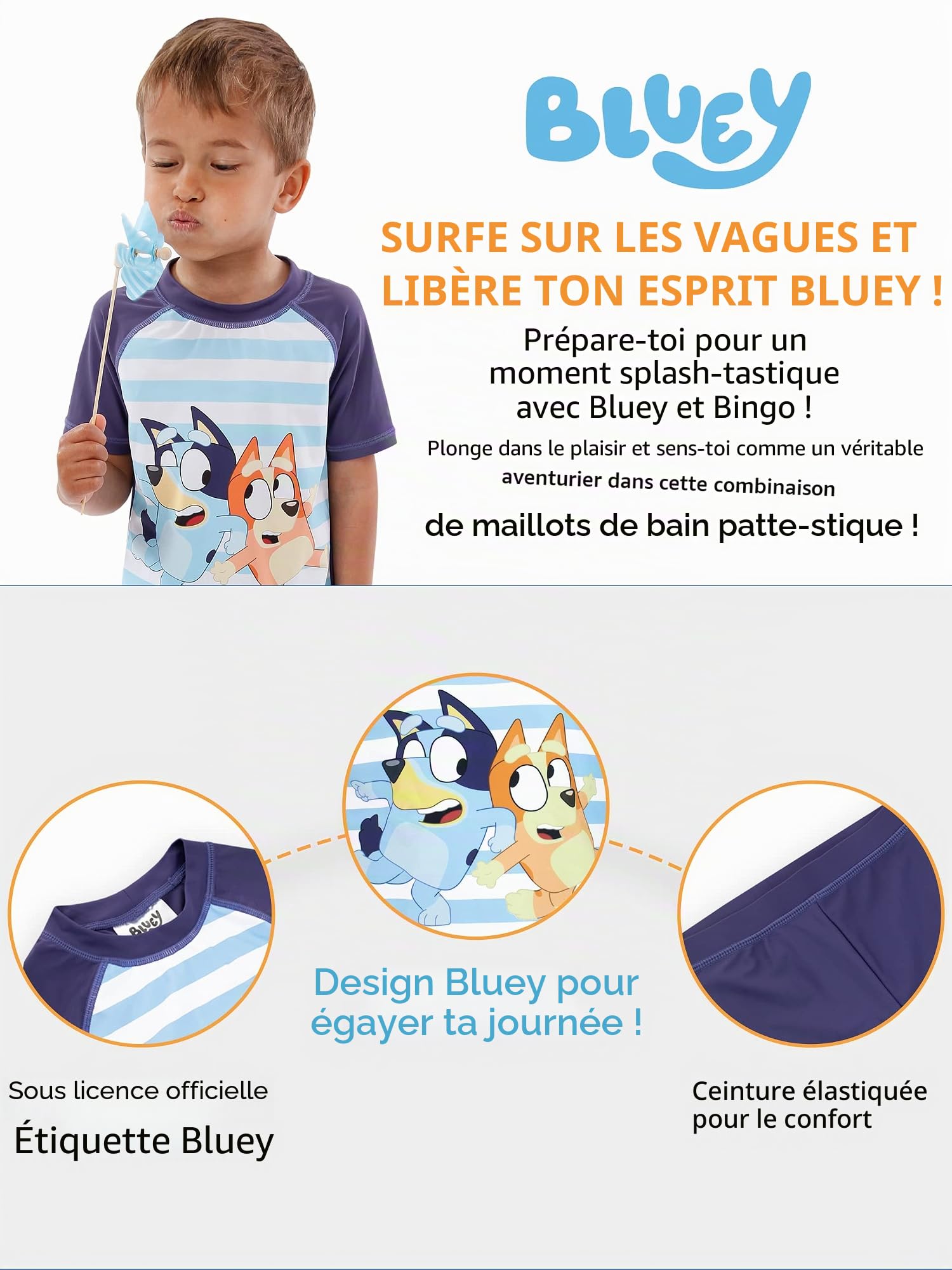 Bluey Maillot de Bain pour garçons I Maillot de Bain pour Enfants 2 pièces I Ensemble de Natation pour la Plage et la Piscine