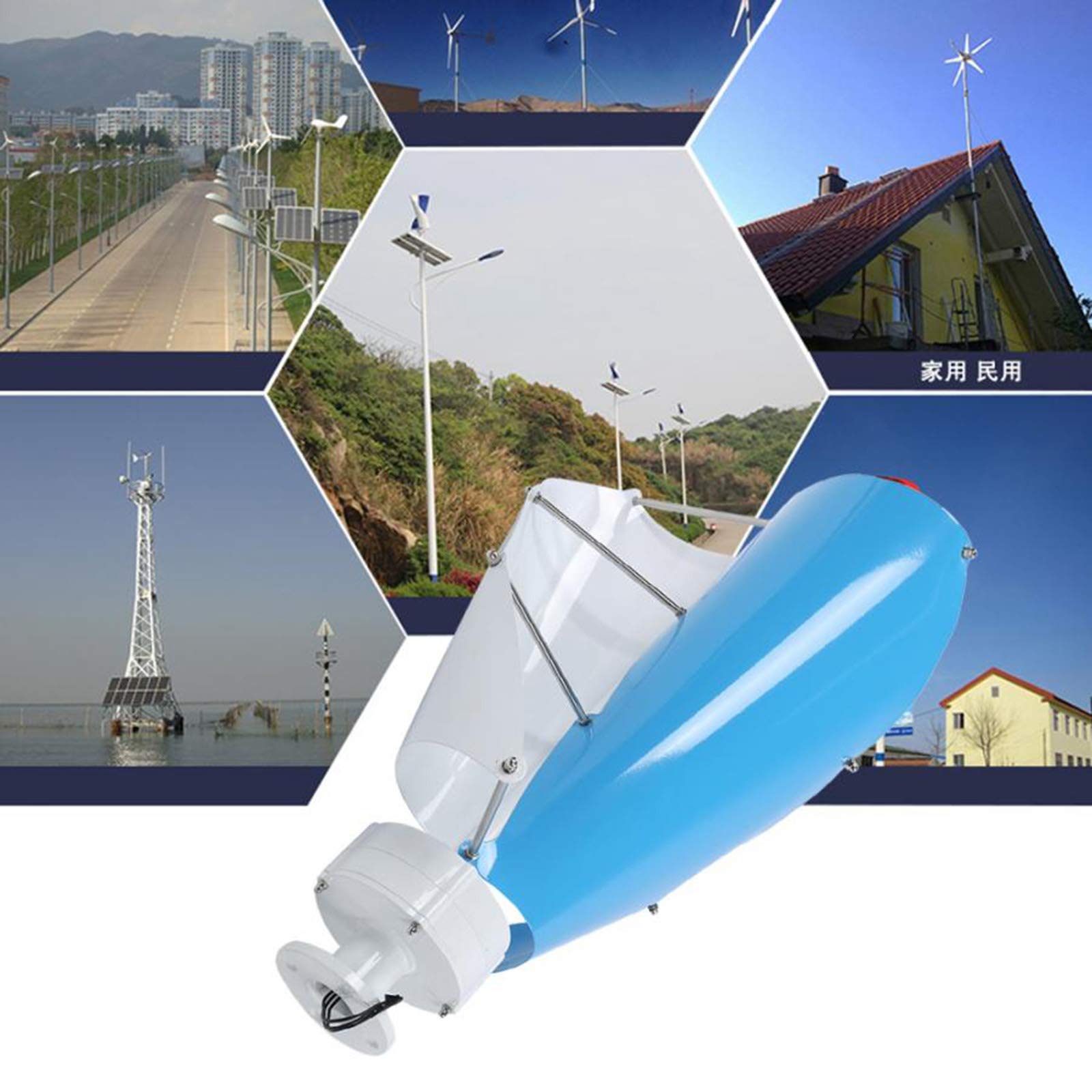Generatore Di Turbina Eolica Da 6000W 9000W con Albero Verticale A Spirale, Kit Di Mulino A Vento Medio, Generatore Di Energia Eolica Da 12V 24V 48V per Lampioni Stradali Esterni